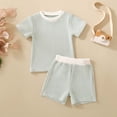 thumbnail image 2 of MEZZALL Baby Boys Outfits Sets Toddler Casual Summer Striped Short Sleeve Shorts Outfits Breathable Comfortable Unisex Clothes For Daily Wear Age 3 Months To 3 Years Breathable Baby Wear, 2 of 3