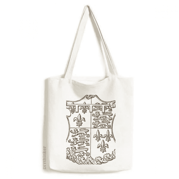 Baroque Art Black White Lion Shield Tote Canvas Bag Shopping Satchel Casual Handbag