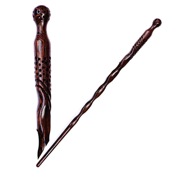 Varita mágica de madera tallada a mano, diseño artesanal, 38 cm