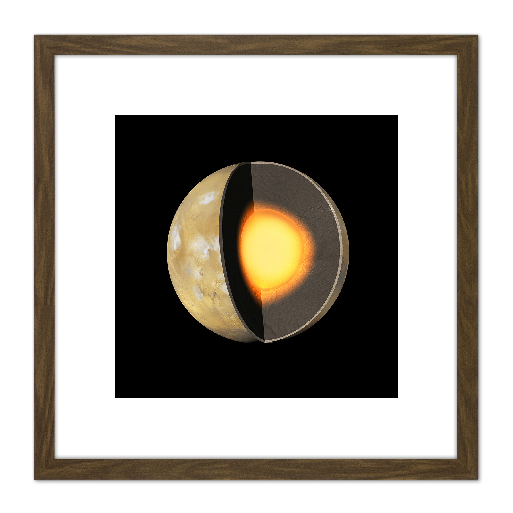 Space NASA Planet Mars Interior Core Mantle Illustration 8X8 Inch ...