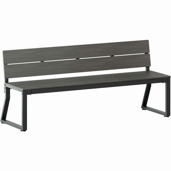 Lorell LLR42671 Faux Wood Outdoor Bench with Backrest, Gray