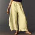 thumbnail image 6 of Resicozy Cropped Lace-Hem Pants for Women High Waisted Drawstring Wide Leg Pants Casual Lightweight Trousers with Pockets Yellow XL, 6 of 6