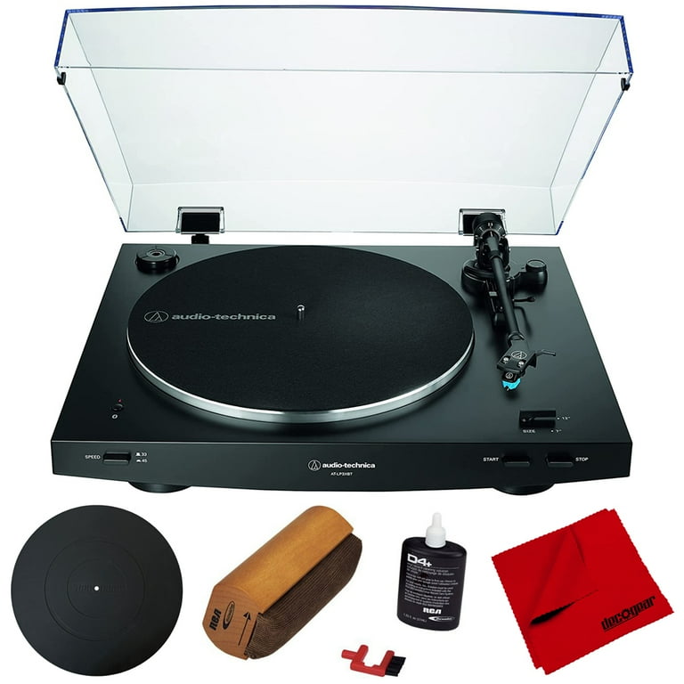 Audio Technica AT-LP3XBT-BK Fully Automatic Wireless Belt-drive Turntable, Black Bundle with Deco Gear 12