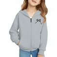 thumbnail image 5 of CPNG Children Girls Bow Print Tracksuits Set Full Zip Long Sleeve Hooded Active Jackets & Jogger Pants Suits 2 Piece Sweatsuit(Grey,13-14 Years), 5 of 8