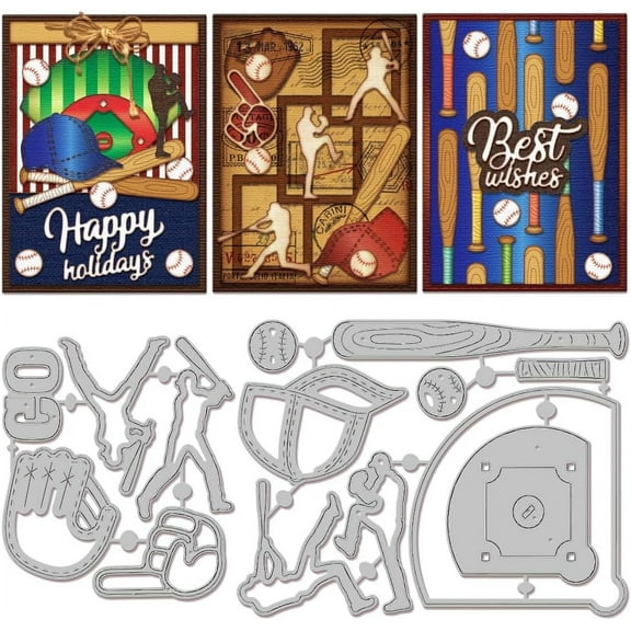 Baseball Kit Cutting Dies for DIY Scrapbooking Metal Sports Men Cut Dies Sports Words Die Cuts for Card Making Embossing Photo Album Craft Decor