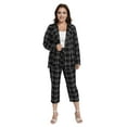 thumbnail image 3 of Womens Plus Size 2 Piece Plaid Suits Set Business Office One Button Blazer Jacket Casual Long Sleeve Pant Suit Set, 3 of 6