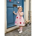 thumbnail image 6 of Jxzom Baby Girl Valentines Day Outfit Flying Sleeve Heart Decor Layered Tulle Romper Dress with Headband 1 3 6 9 12 18 Months Cute Valentines Clothes, 6 of 10