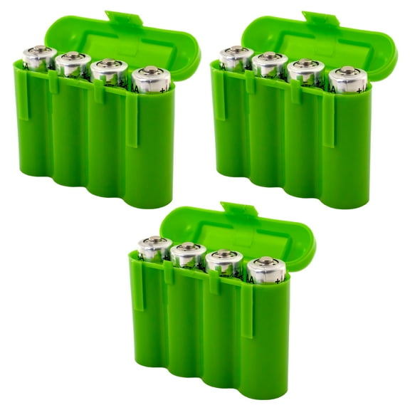 12 AAA Energizer Alkaline Batteries and 3 Green AAA Case Holders