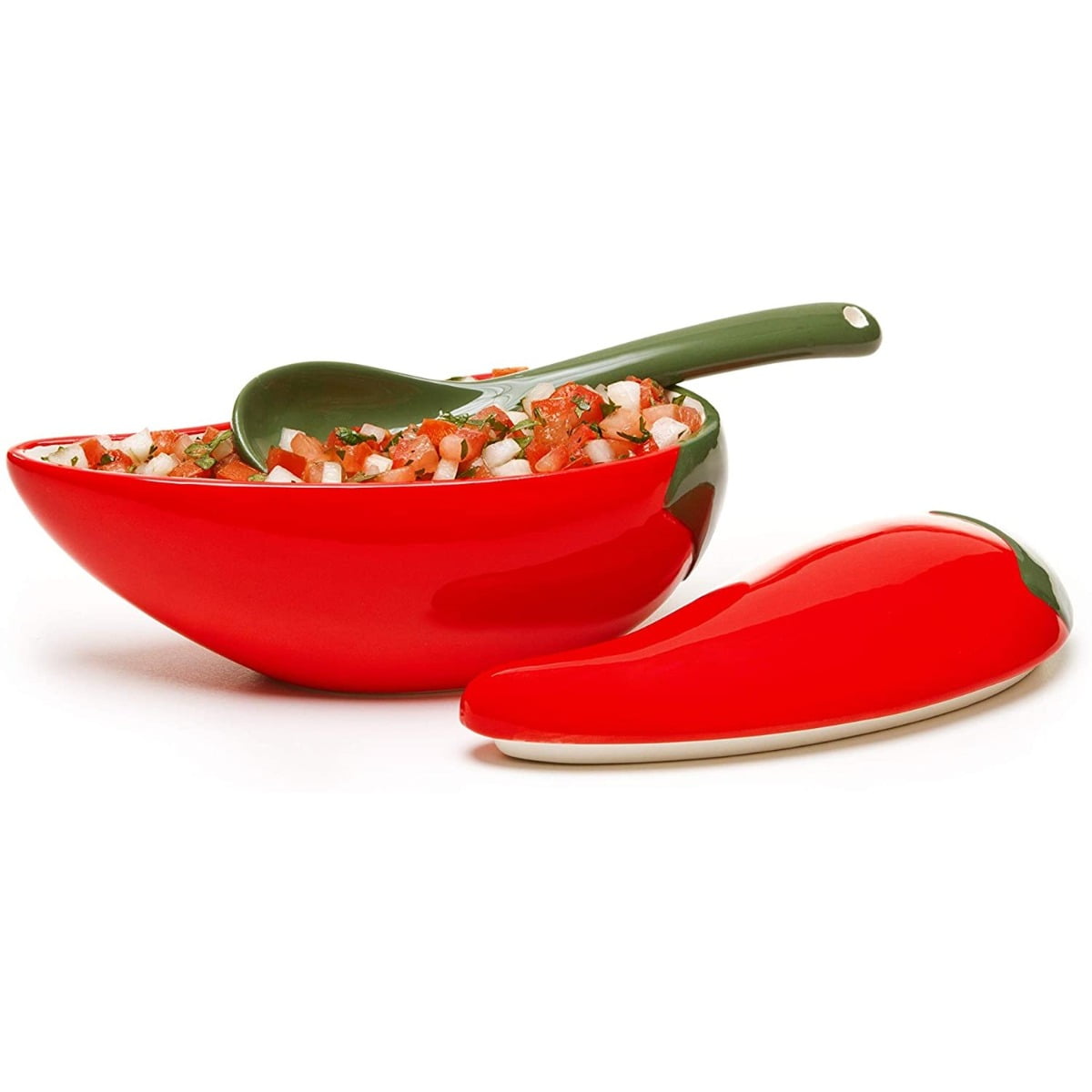 New 17" Large Clay Art Red Chili Pepper Chip Serving Bowl Peppers PLatter 