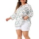 thumbnail image 4 of Blusas de flores de talla grande para mujer Agnes Orinda, tops para el Día de la Madre, con llavero y volantes, de 3/4 de manga, 2X, blancas, 4 of 6