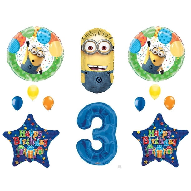 3rd DESPICABLE ME MINIonS Happy Birthday PARTY Balloons Decorations ...