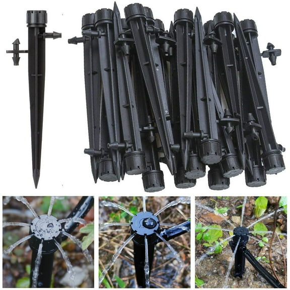 Deago 50PCS Adjustable 360 Degree Water Flow Irrigation Drippers on Stake Emitter Drip System for Garden Patio Lawn Flower