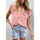 thumbnail image 4 of Blusa PRETTYGARDEN 2025 Mujer Verano Mangas con Volantes y Ojal Rosa Talla L, 4 of 6