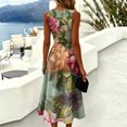 thumbnail image 6 of KLHDSF Dresses For Women Crew Neck Sleeveless Fit And Flare Fashionable Lightweight Elegant Summer Dress Hot Pink XL, 6 of 6