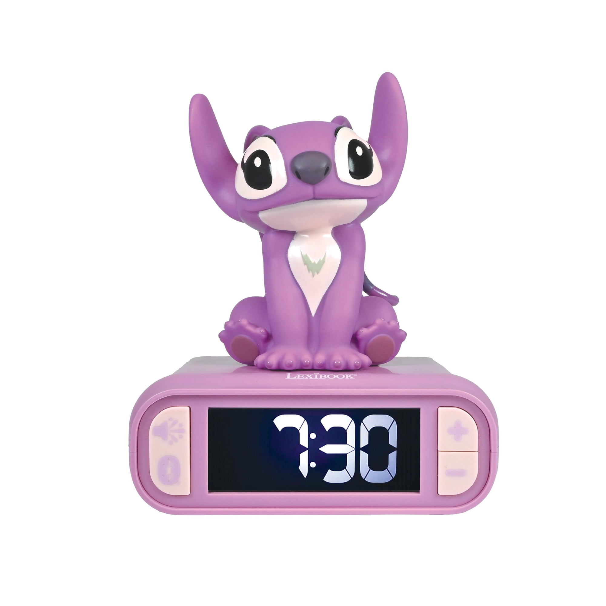 Lexibook Disney Stitch Angel Alarm Clock, Night Light & Speaker, Pink image