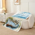 thumbnail image 2 of Erosebridal Beach Theme Sherpa Blanket, Coastal Lodge Cabin Plush Blanket, Microfiber, 50x60, 2 of 6