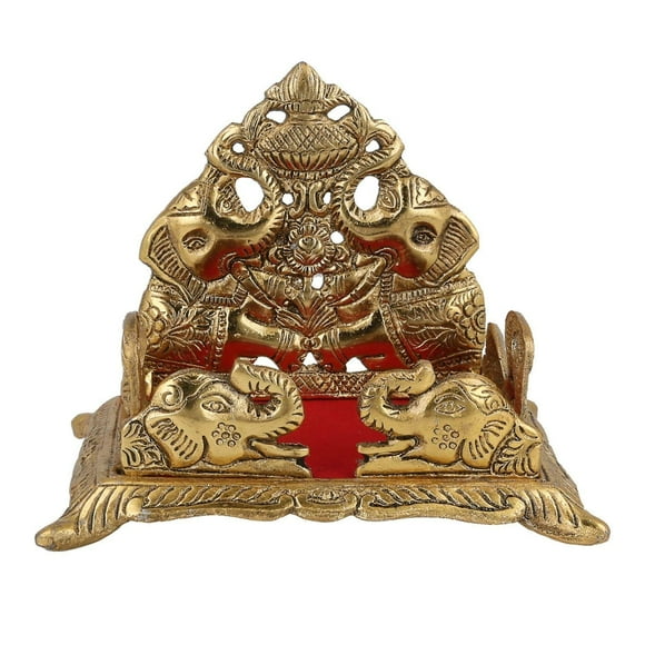 Swadeshi Desire Handcrafted Krishna Ladoo Gopal Metal Sihasan, Multicolor, 18 in