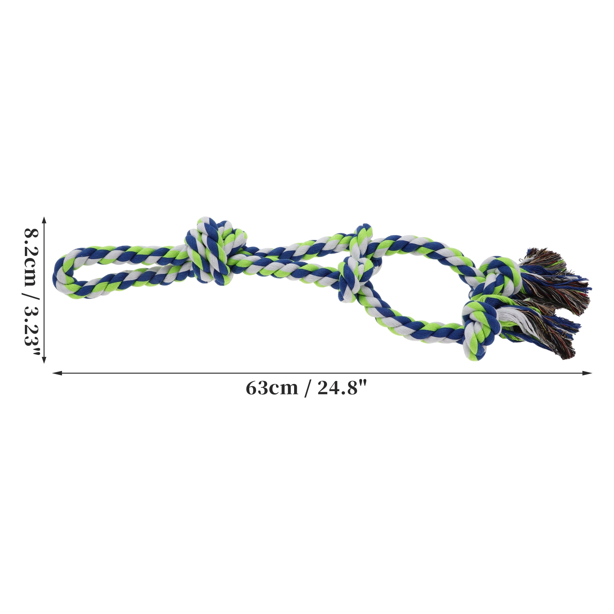 Unique Bargains Knots Shape Dog Chew Rope Durable Braided Cotton Teeth Cleaning Rope for Cats Dogs Rose Blue Green