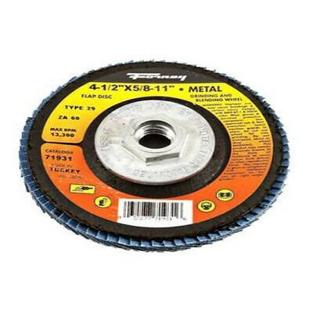 

2Pc Forney 4-1/2 in. D X 5/8-11 in. Zirconia Aluminum Oxide Flap Disc 60 Grit 1 pc