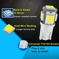thumbnail image 4 of 6Pcs T10 194 168 Led Car Bulb 6000K White Light,Upgrade 5 SMD 5050 Chipset 2825 W5W 175 158 LED Light for Map Dome Door Courtesy License Plate Side Marker Light T10 Led Car Bulb, 4 of 7