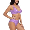 thumbnail image 2 of Rocae Lilac Glittering for Bikini Set for Women Two Piece Sexy High Swimsuits Split Crossover Bikini Large, 2 of 9