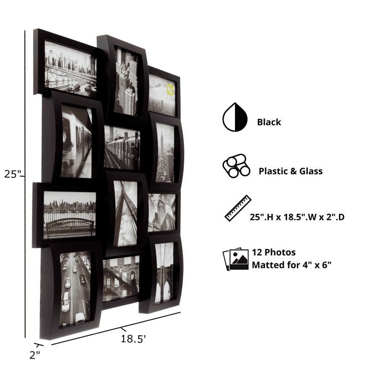 Black 12-Opening Collage Frame, (4 x 6)