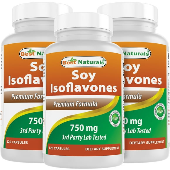3 Boites de Best Naturals Isoflavones de Soja 750 mg 120 Gélules