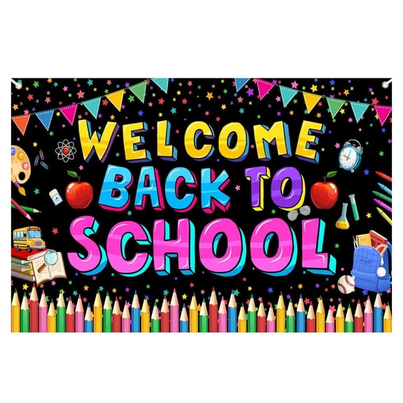 Backdrop Fabric Welcome Back to School 1 Pack for Classroom Photo Booth Decor Back to School Party Event Supplies
