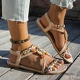 thumbnail image 4 of Bohemia Beach Sandals for Women 2025 Ethnic Casual Braided Rhinestones Elastic Ankle Strap Dressy Sandals, 4 of 6