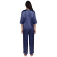 thumbnail image 7 of Womens Silk Satin Pajamas Loungewear Two-piece 3/4 Sleeve Long Pants Sleepwear Pj Set, 7 of 7