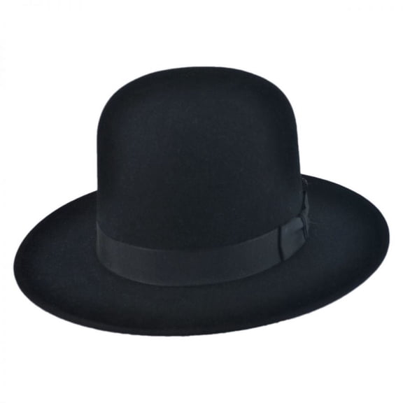 Amish Buffalo Fur Felt Open Crown Fedora Hat - 7 - Black