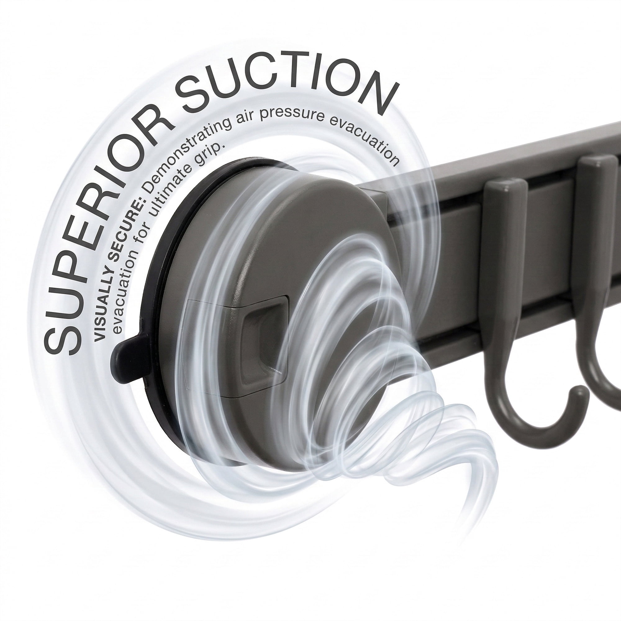 Unique Bargains Coat Rack Wall Mount Suction Cup 6 Hooks for Entryway Gunmetal gray
