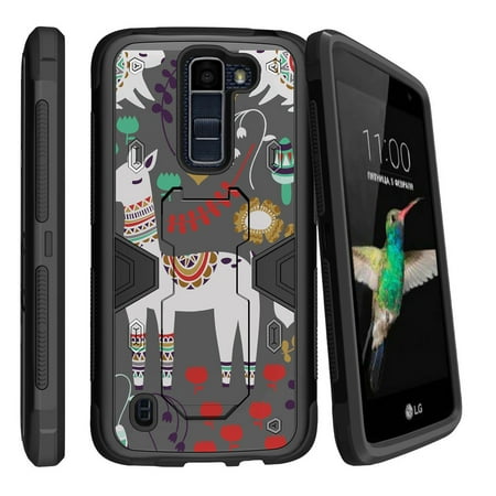 Llama Stands - LG K7 | LG Tribute 5 Dual Layer Shock Resistant MAX DEFENSE Heavy Duty Case with Built In Kickstand - Llama Art