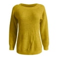 thumbnail image 3 of NAMTYQX Women's Sweaters Crew Neck Printing Long Sleeve Casual Loose Warm Women's Pullover Sweaters Yellow Size 3XL, 3 of 5
