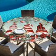 thumbnail image 6 of Turquoise Christmas Round Tablecloth, Fitted Table Cover with Elastic for 36"-44" Round Tables, Gnomes Xmas Tree Poinsettia Eucalyptus Table Cloth Outdoor Indoor Dinning Party Waterproof Tablecloths, 6 of 7
