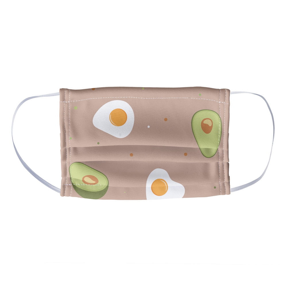 POPFUNK Avacado and Eggs Pattern 1-Ply Reusable Face Mask Covering, Kids