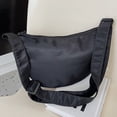 thumbnail image 4 of Bolsas De Hombro Bolsos de hombro para mujer, bolsos cruzados de nailon de media luna, bolsos de mano para niñas (negro), 4 of 8