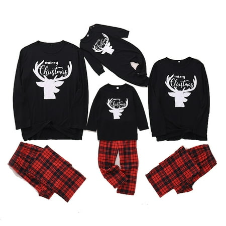 

Family Matching Christmas Pajamas Outfits Long Sleeve Deer Head Letter Printing Sleepwear
