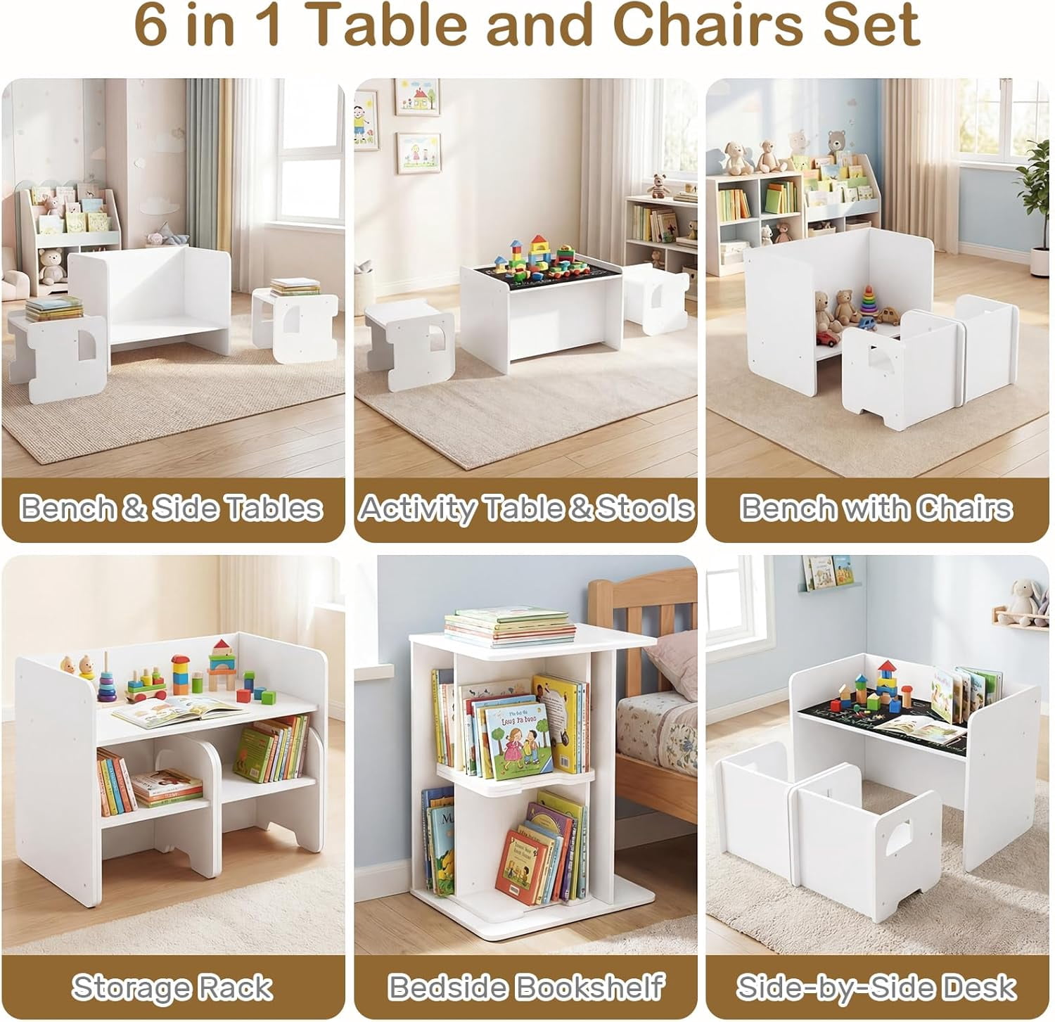 OLAKIDS Montessori Weaning Table and Chair Set, Adjustable Height Kids Activity Desk with Blackboard 2 Chairs for Toddler Aged 1-3, Ideal for Step Stool Drawing Reading