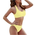 thumbnail image 6 of Under 10$ Womens Bikini Swimsuits Solid Backless Bikini Bandage Two-Pieces Swimwear Swimsuit Beachwear Set, 6 of 6