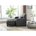 thumbnail image 3 of Living Room Modern Accent Lounge Chaise Chair Leisure Barry Sofa Polyester Fabric Button Tufted Recliner Chair Sleeper Bed with Adjustable Backrest, Side Pocket, Cup Holders, for Bedroom, Dark Gray, 3 of 7