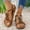 Brown, variant on Womens T Strap Flat Sandals ,Open Toe Flip Flops with Adjustable Ankle Strap, Summer Beach Thong Shoes with Cushioned Footbed for Casual Daily Wear