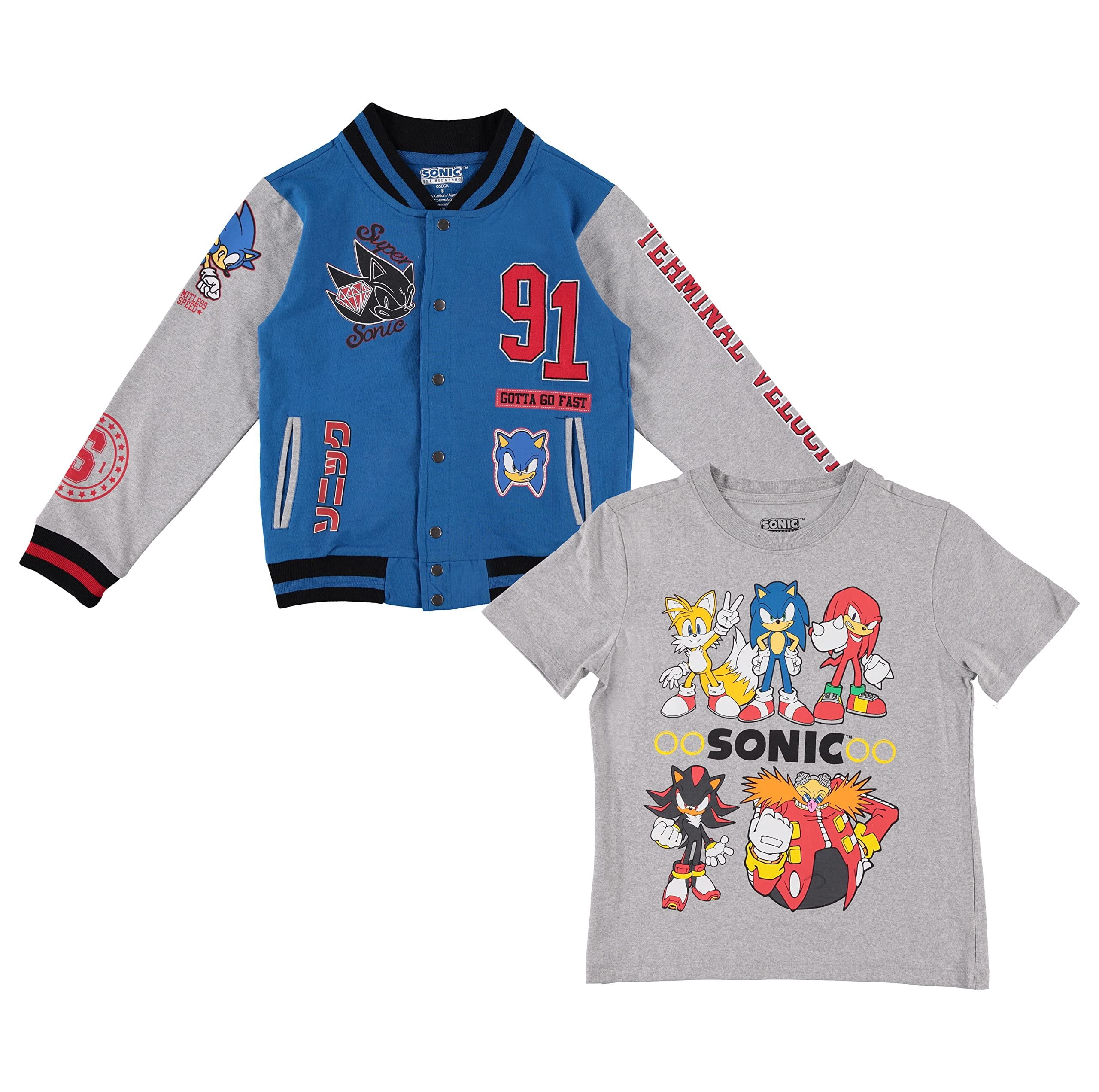 Sonic the Hedgehog Boys Varsity Jacket and Graphic T-Shirt Set, 2-Piece, Sizes 4-20