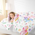 thumbnail image 4 of Manfei Cartoon Animals Unicorn 7 Pieces Full Size Bedding Sets,Colorful Cute Flowers Full Size Bed in a Bag,Pink Reversible, 4 of 7