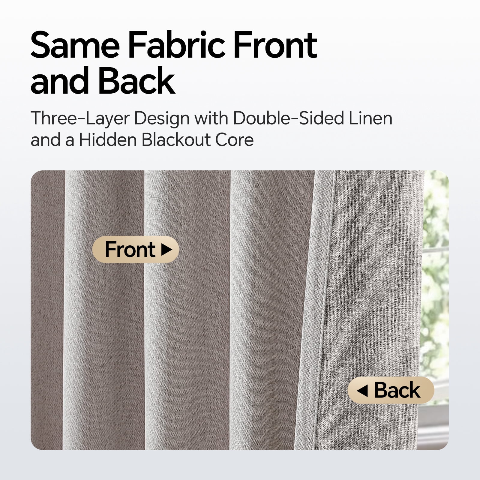 TURKIO 100% Blackout Linen Curtains for Living Room Bedroom, Sun-Reflective Thermal Insulated Heavy Duty Curtains, 52"x84",2 Panels Per Pack,Gray