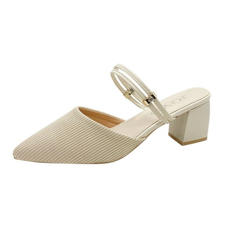 JDEFEG Comfortable High Heels for Women On Outdoor Casual Shoes Slip Breathable Fashion Womens Leisure Women s Pumps Closed Toe Shoes Beige 39
