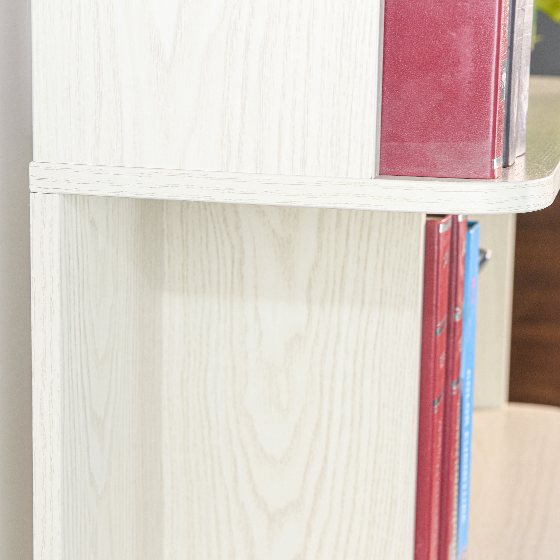 GDF Studio Derwin Modern 5-Tier Open Storage Bookcase, Wooden Media Bookshelf Organizer for Home Office, White Oak