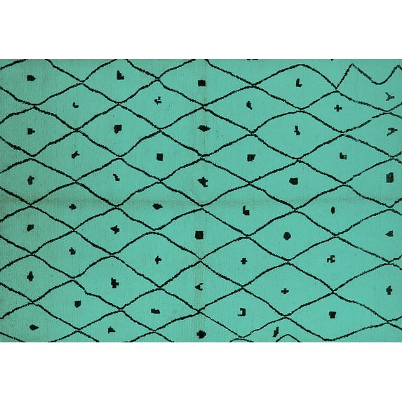 Ahgly Company Machine Washable Indoor Rectangle Solid Turquoise Blue Modern Area Rugs, 5' x 8'