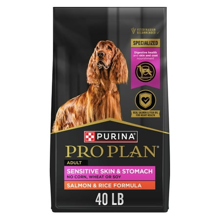 Purina Pro Plan High Protein Dry Dog Food for Adult Dogs Sensitive Skin & Stomach, Salmon & Rice, 40 lb Bag