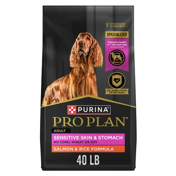 Purina Pro Plan High Protein Dry Dog Food for Adult Dogs Sensitive Skin & Stomach, Salmon & Rice, 40 lb Bag